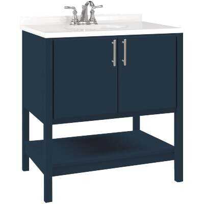 Bertch Essence 30 In. W x 34-1/2 In. H x 21 In. D Cobalt Furniture Style Vanity Base without Top, 2 Door